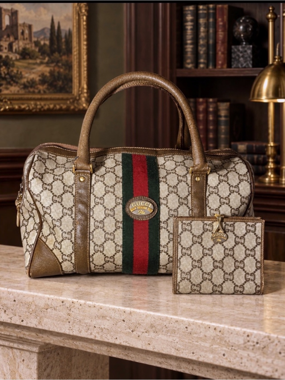 RARE Authentic Vintage Gucci Plus Boston Bag & Pristine Matching Wallet - Picture 2 of 13